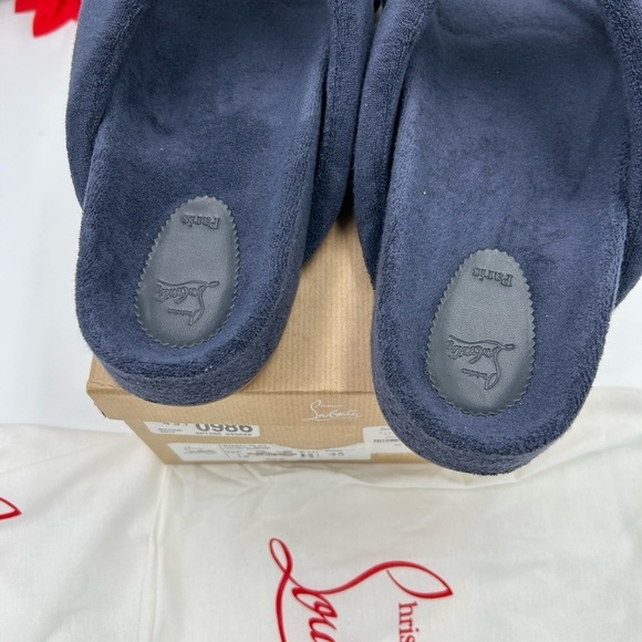 Men\'s Christian Louboutin BIZZU cross strap Terry cloth slide size 45 main image 5